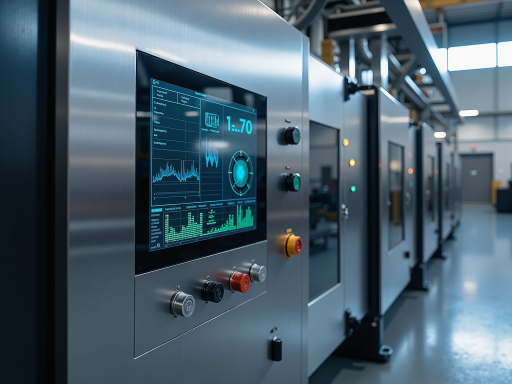 工业自动化平台架构示意图，显示多个PLC设备通过网络连接形成控制系统，背景为工厂车间环境